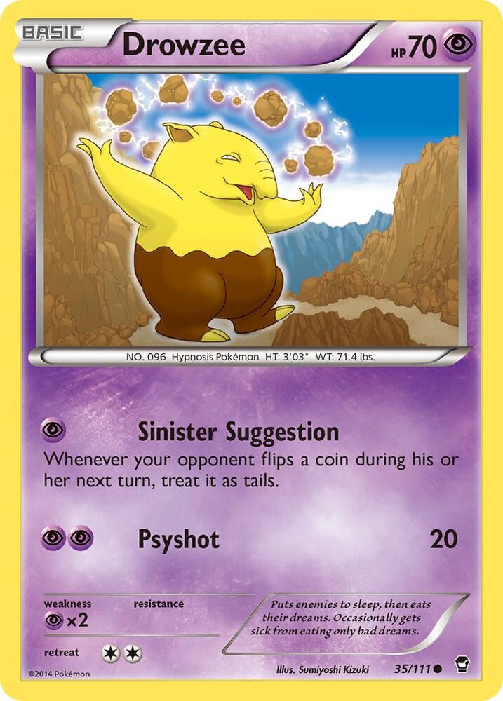 Drowzee - 35/111 Furious Fists Reverse Holo Pokemon - NM