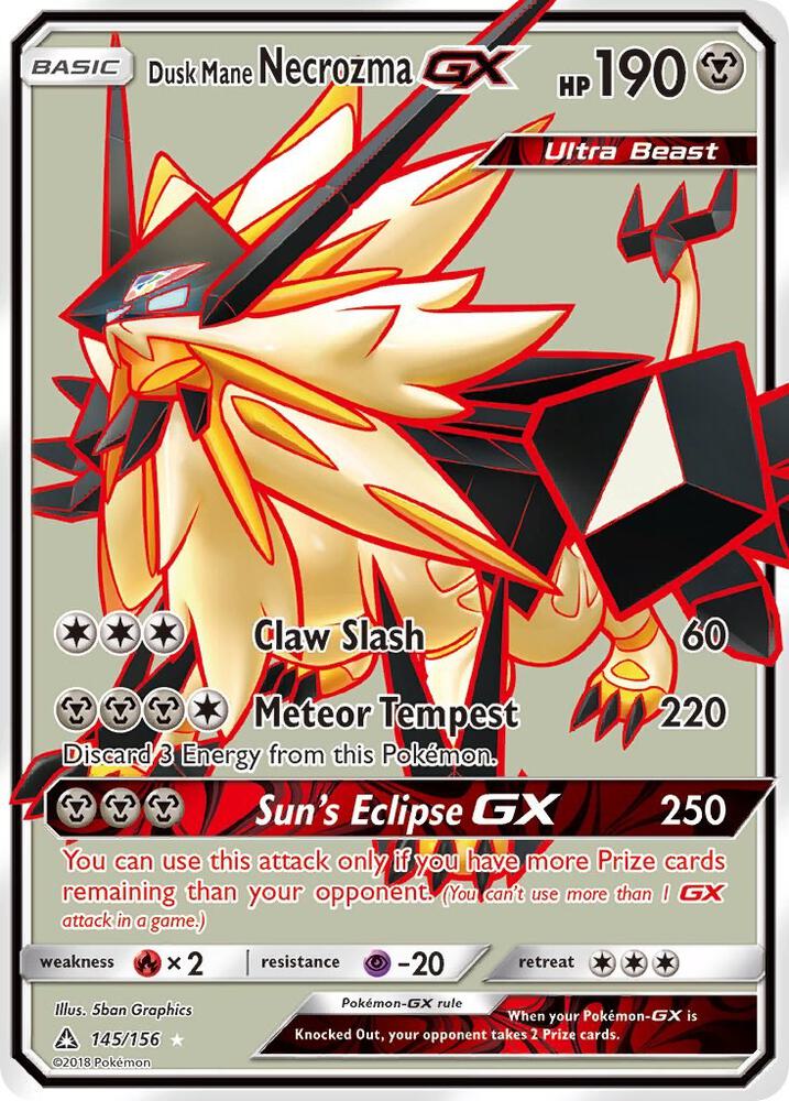 Dusk Mane Necrozma GX - 145/156 Ultra Prism Full Art Pokemon - NM/MINT