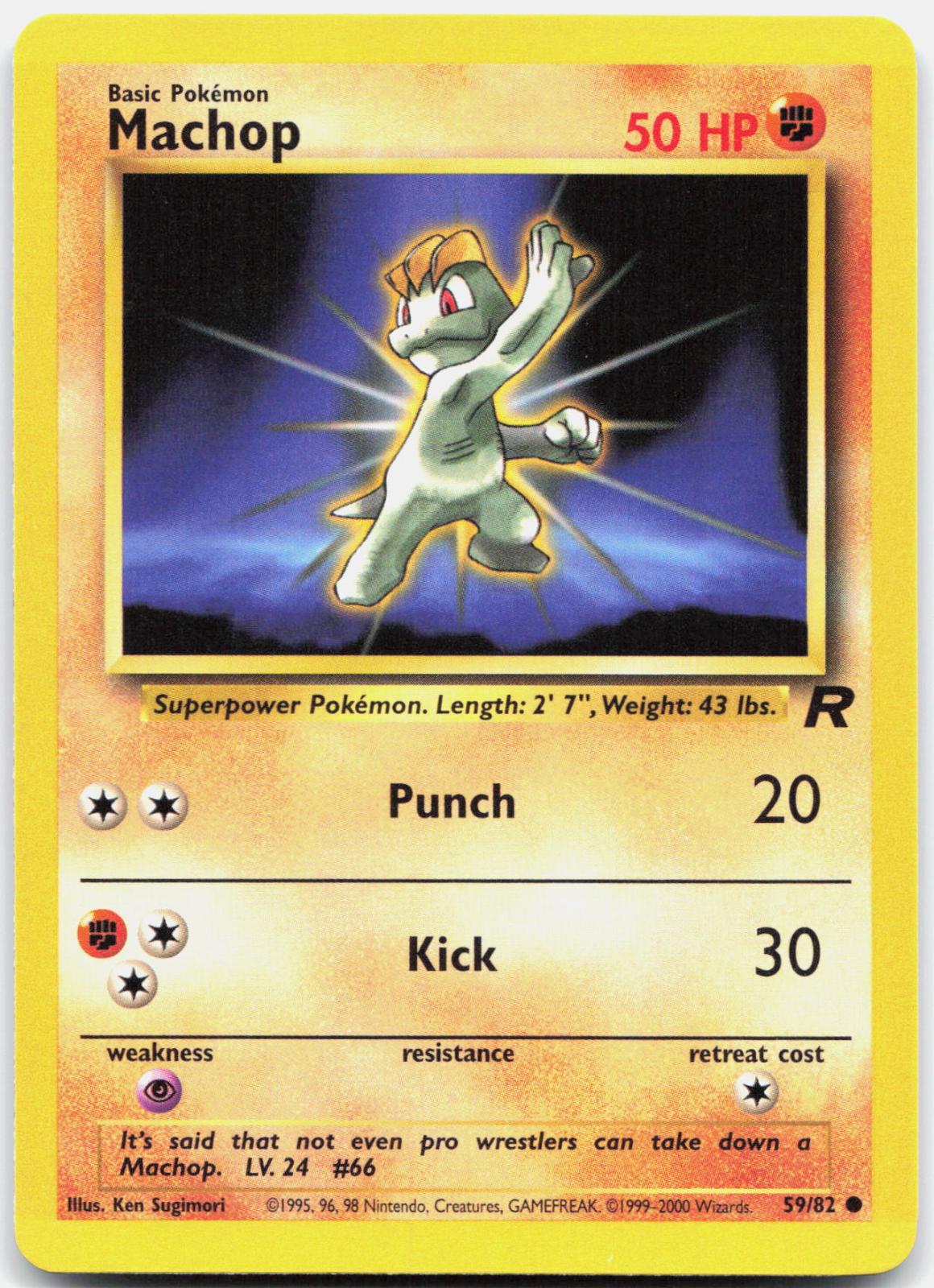 Machop - 59/82 Team Rocket Common Unlimited Pokemon - NM