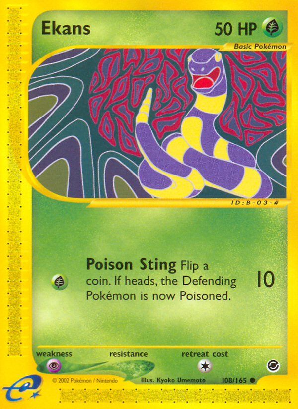 Ekans - 108/165 Expedition Base Set Common Pokemon - NM