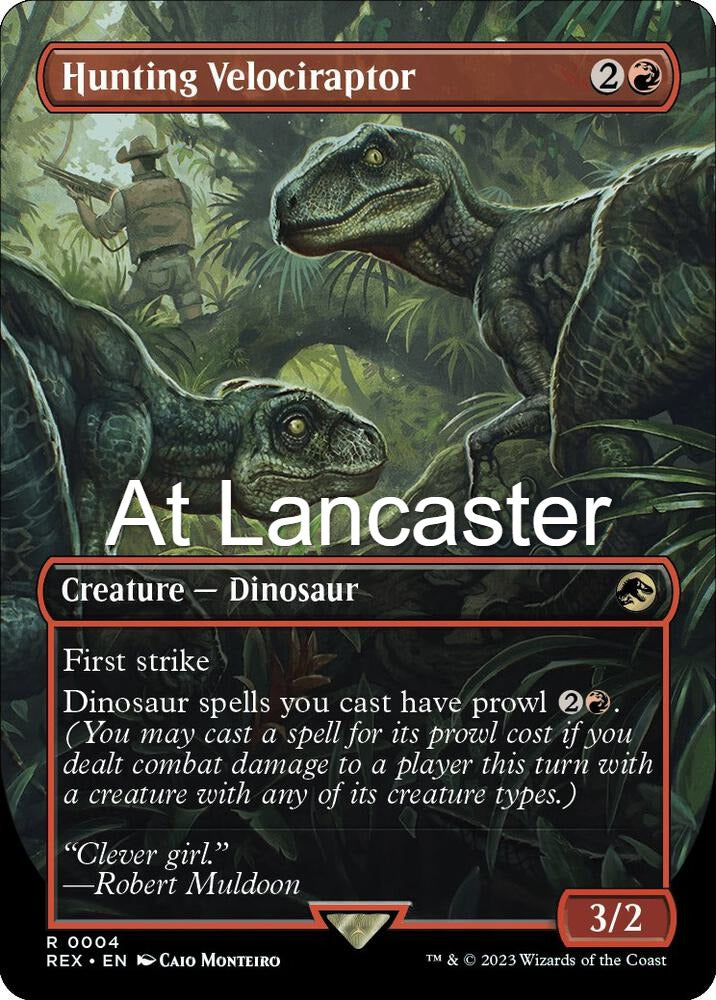 Hunting Velociraptor (Borderless) - 4 Universes Beyond: Jurassic World Collection Rare Magic: The Gathering - NM (Lanc)