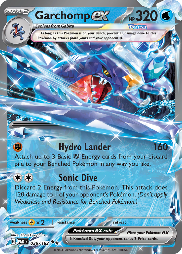 Garchomp ex - 038/182 Paradox Rift Double Rare Holo Pokemon - NM