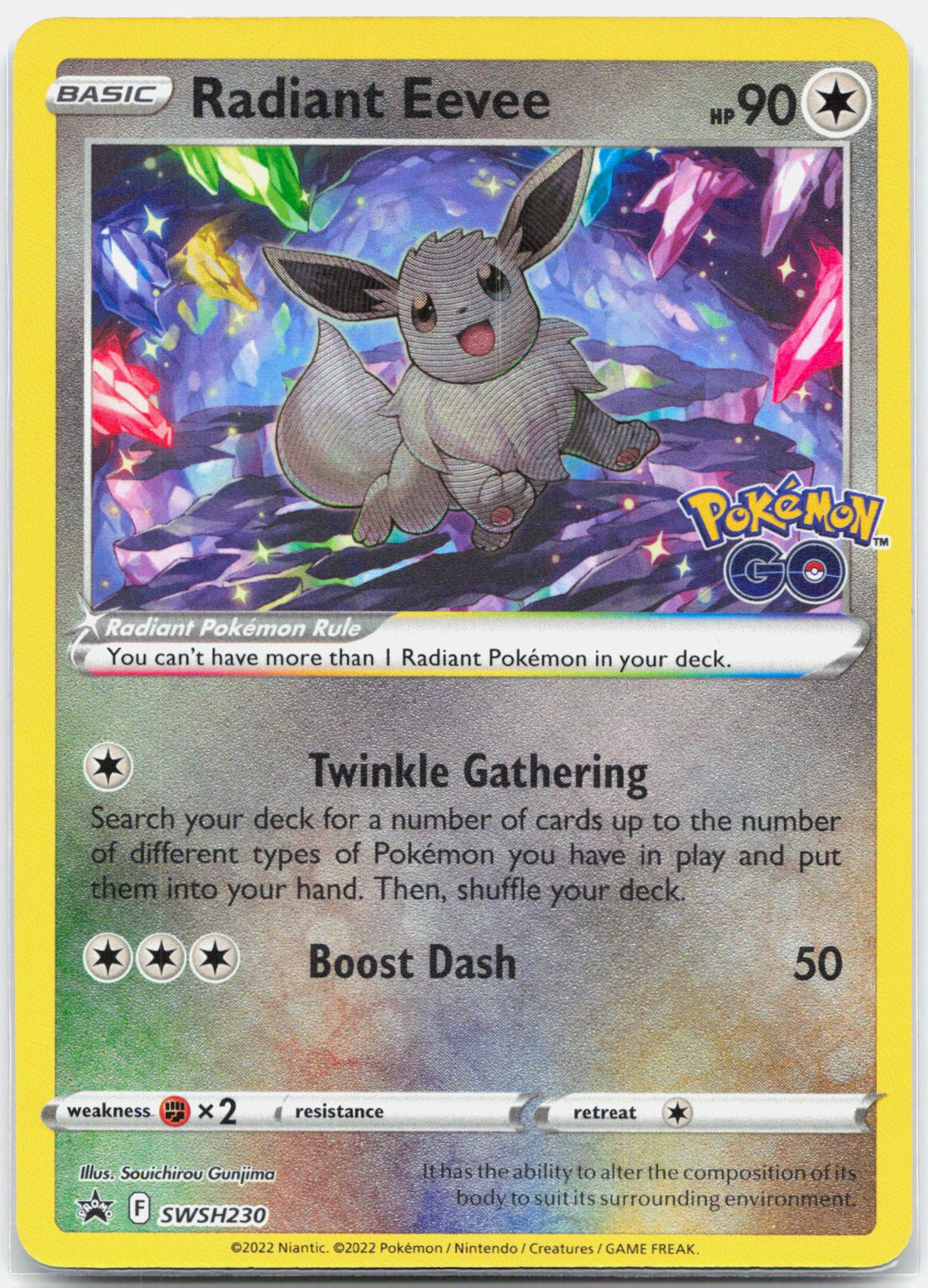 Radiant Eevee - SWSH230 Pokemon GO Shiny Holo Promo Pokemon - NM