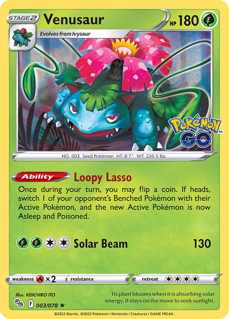 Venusaur - 003/078 Pokemon GO Holo Rare Pokemon - NM