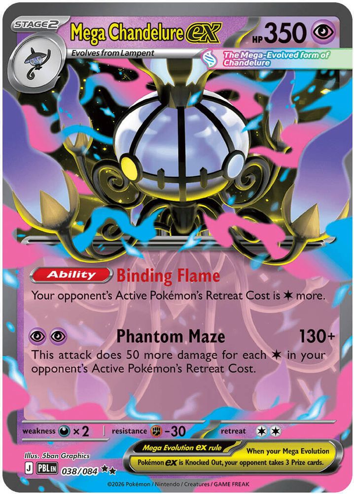 Mega Chandelure ex - 038/084 Pitch Black Double Rare Holo Pokemon - NM