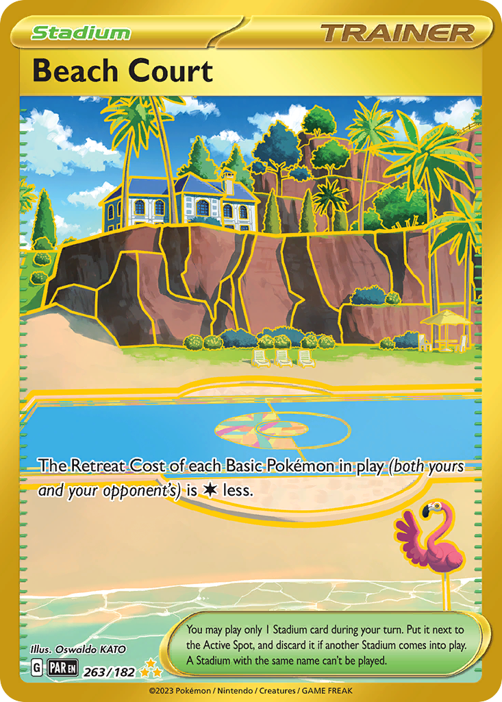 Beach Court - 263/182 Paradox Rift Hyper Rare Holo Pokemon - NM