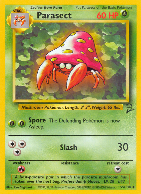 Parasect - 55/130 Base Set 2 Uncommon Pokemon - NM