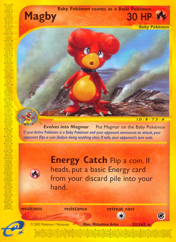 Magby - 52/165 Expedition Base Set Rare Pokemon - NM