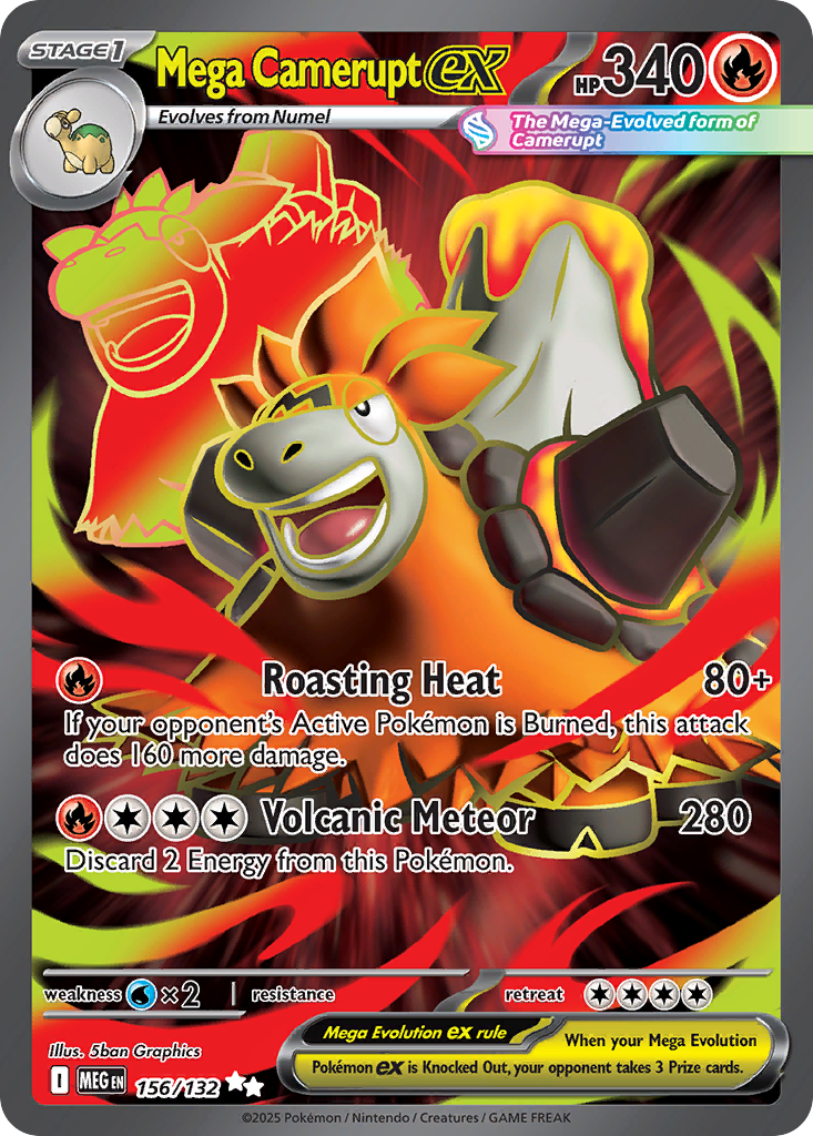 Mega Camerupt ex - 156/132 Mega Evolution Ultra Rare Holo Pokemon - NM