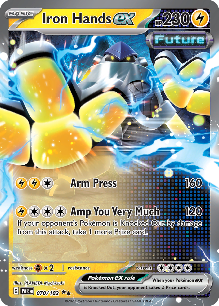 Iron Hands ex - 070/182 Paradox Rift Double Rare Holo Pokemon - NM