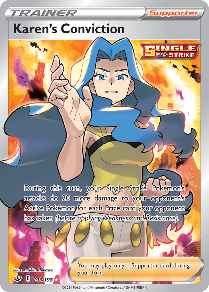 Karen's Conviction - 193/198 Chilling Reign Ultra Rare Holo Pokemon - NM