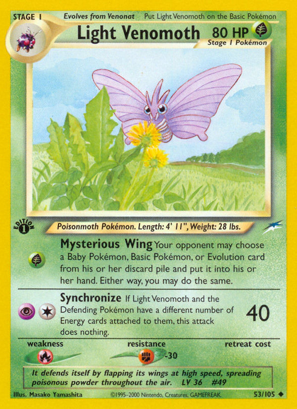 Light Venomoth - 53/105 Neo Destiny Uncommon Unlimited Pokemon - NM