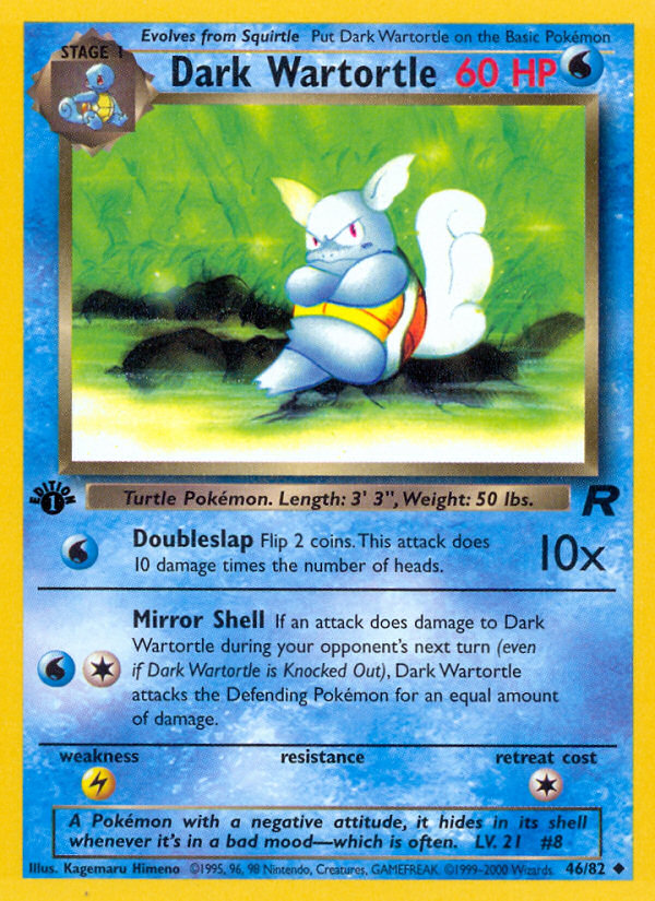 Dark Wartortle - 46/82 Team Rocket Uncommon 1st Edition Pokemon - NM