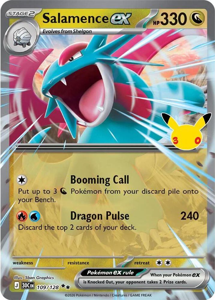 Salamence ex - 109/128 ME: 30th Celebration Double Rare Holo Pokemon - NM