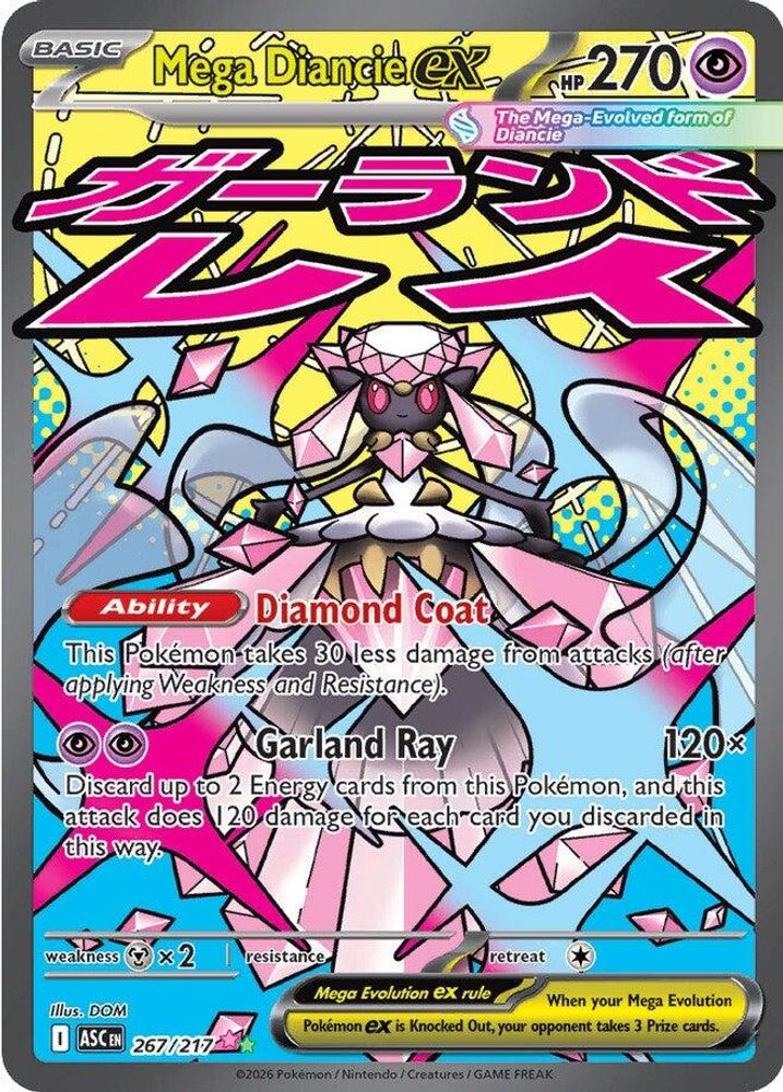 Mega Diancie ex - 267/217 Ascended Heroes Mega Attack Rare Holo Pokemon - NM