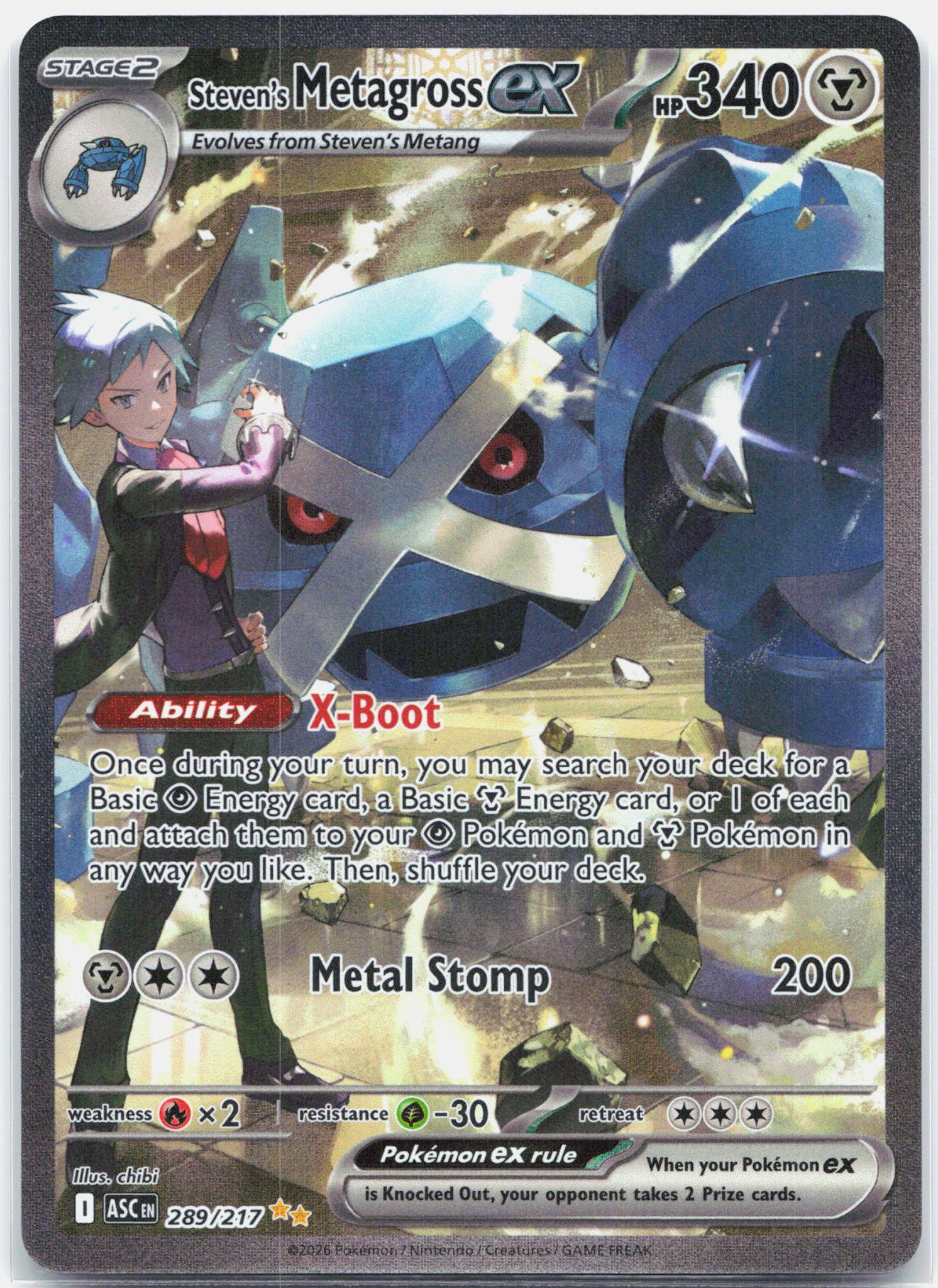 Steven's Metagross ex - 289/217 Ascended Heroes Special Illustration Pokemon - NM