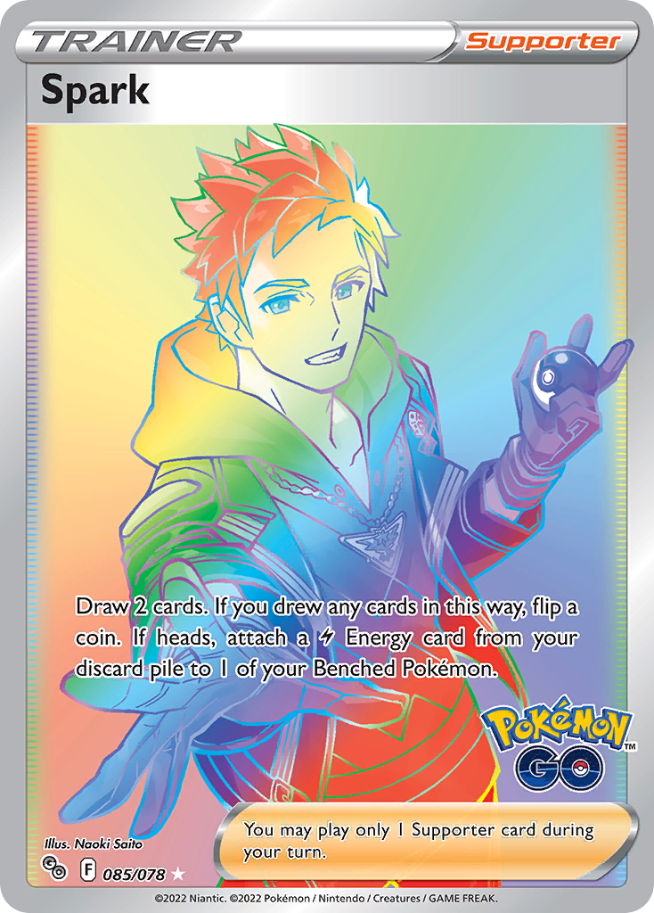 Spark - 085/078 Pokemon GO Rainbow Rare Holo Pokemon - NM