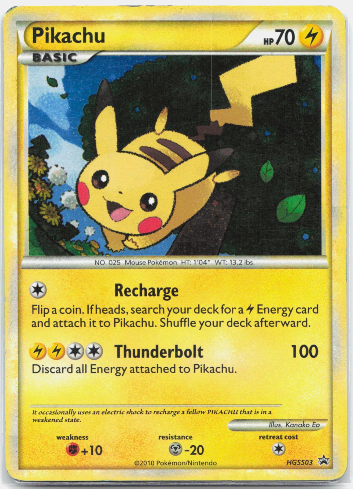 Pikachu - HGSS03 Black Star Promo Holo Pokemon - MP/HP