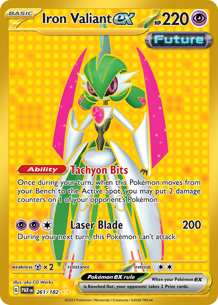 Iron Valiant ex - 261/182 Paradox Rift Hyper Rare Holo Pokemon - NM