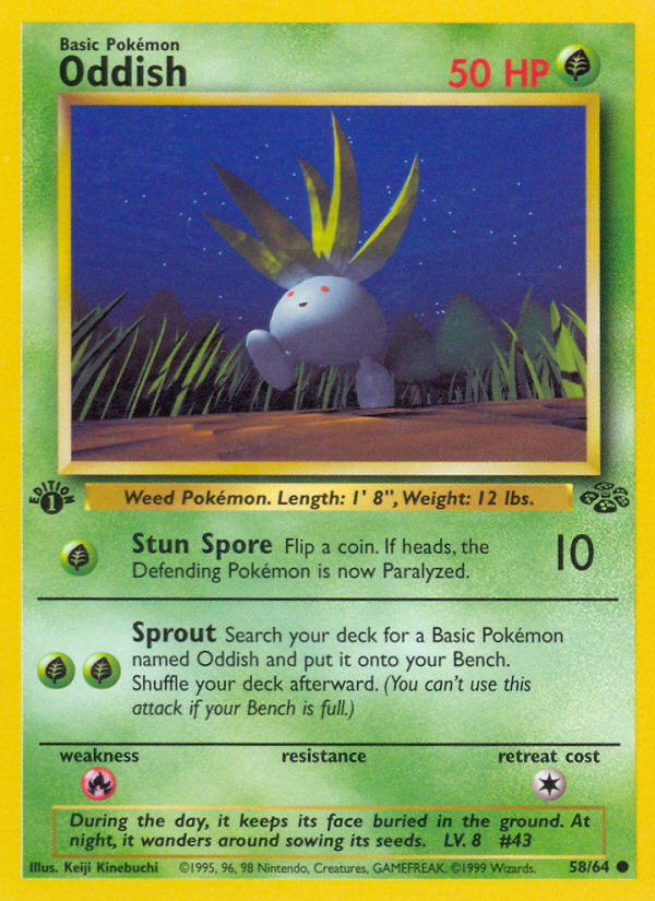 Oddish - 58/64 Jungle Common Unlimited Pokemon - NM