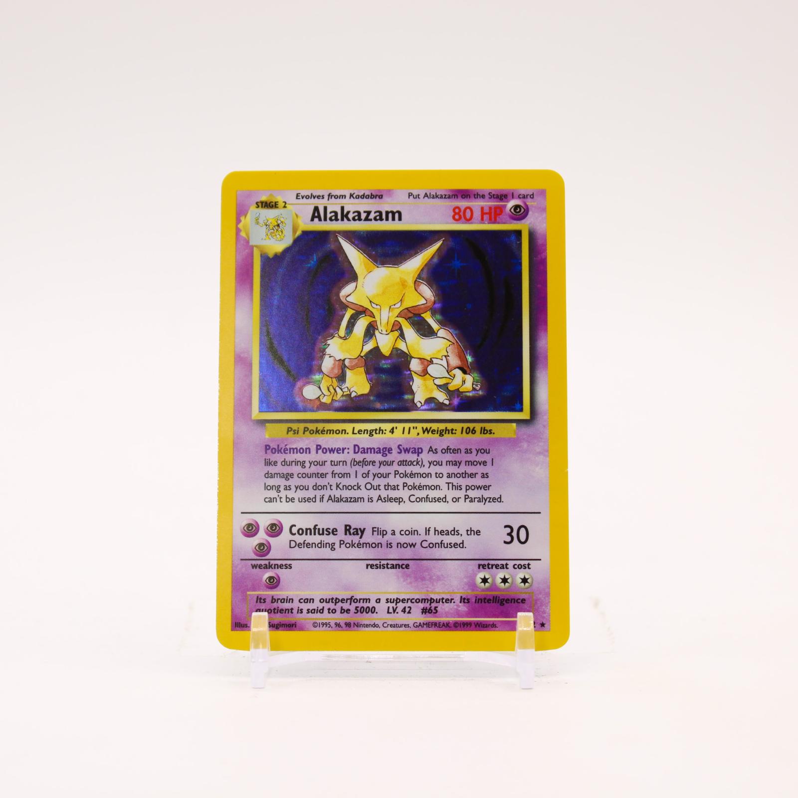 Alakazam - 1/102 Base Set Unlimited Holo Rare Pokemon - LP