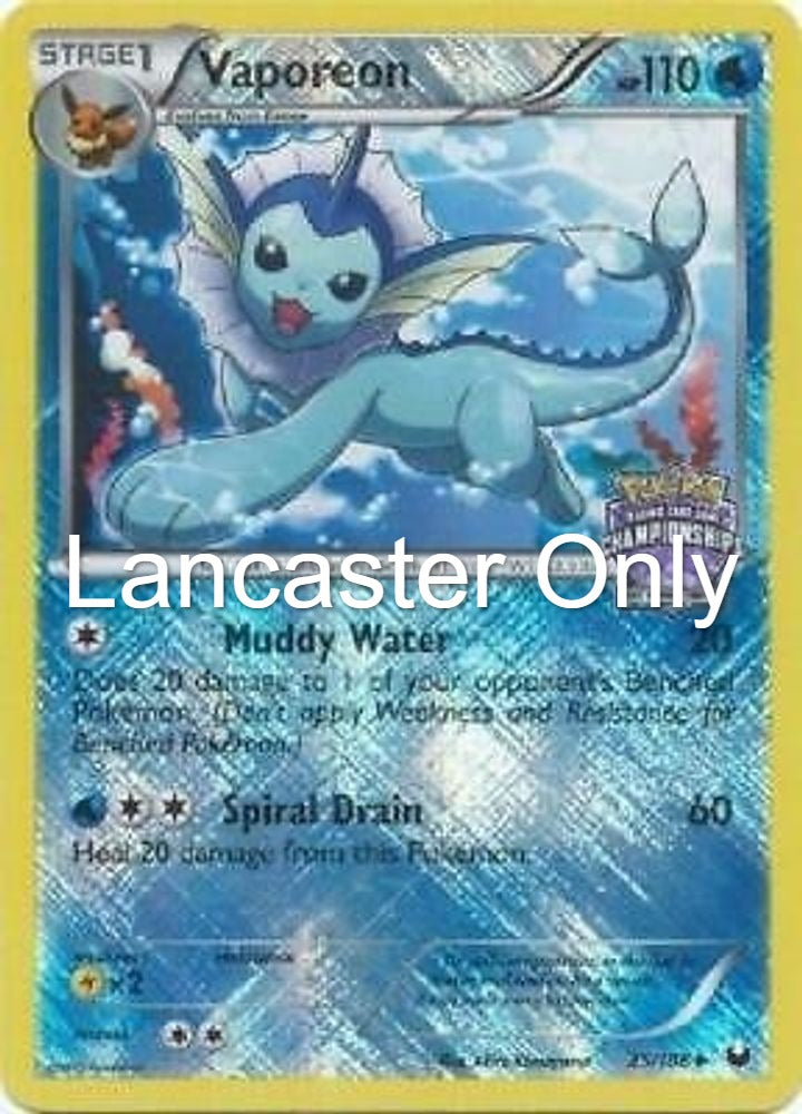 Vaporeon (State Championships) - 25/108 League & Championship Cards Reverse Holo Promo Pokemon - HP (Lanc)
