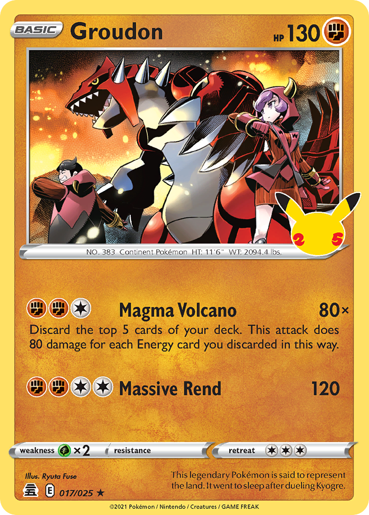 Groudon - 017/025 Celebrations Holo Rare Pokemon - NM