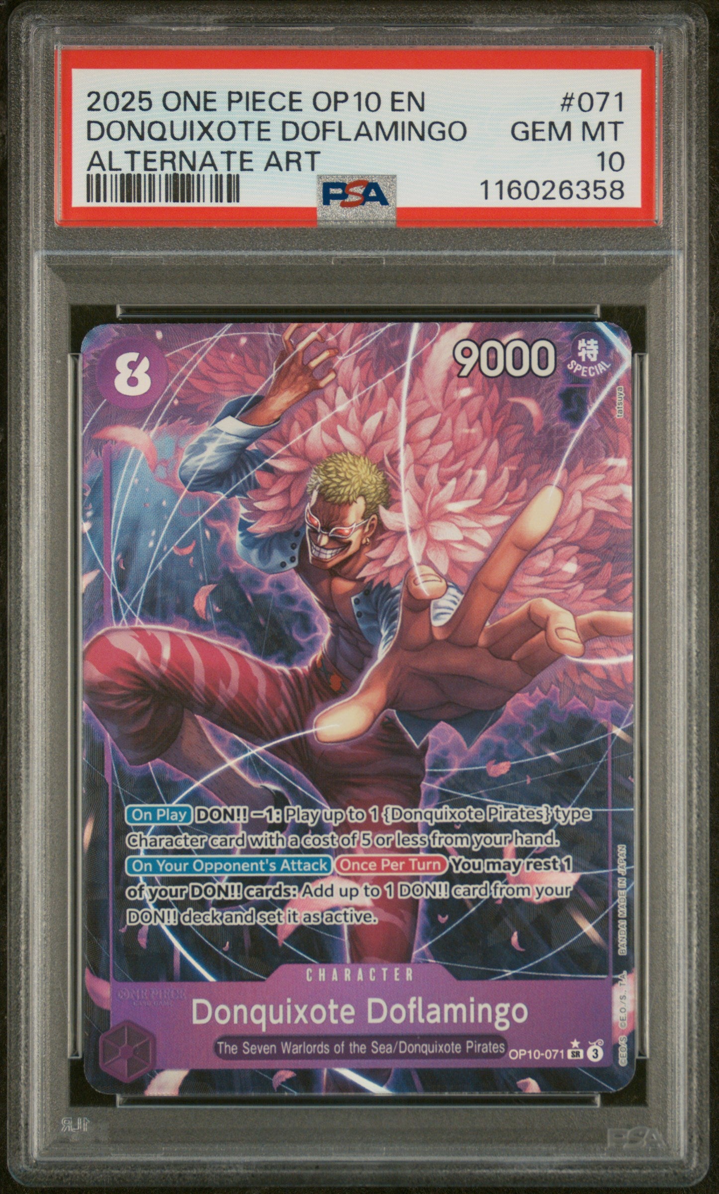 Donquixote Doflamingo Parallel - OP10-071 PSA 10 Royal Blood SR One Piece - GEM MINT