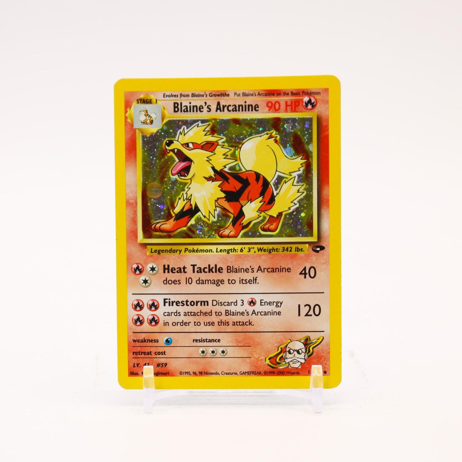 Blaine's Arcanine - 1/132 Gym Challenge Unlimited Holo Rare SWIRL Pokemon - MP