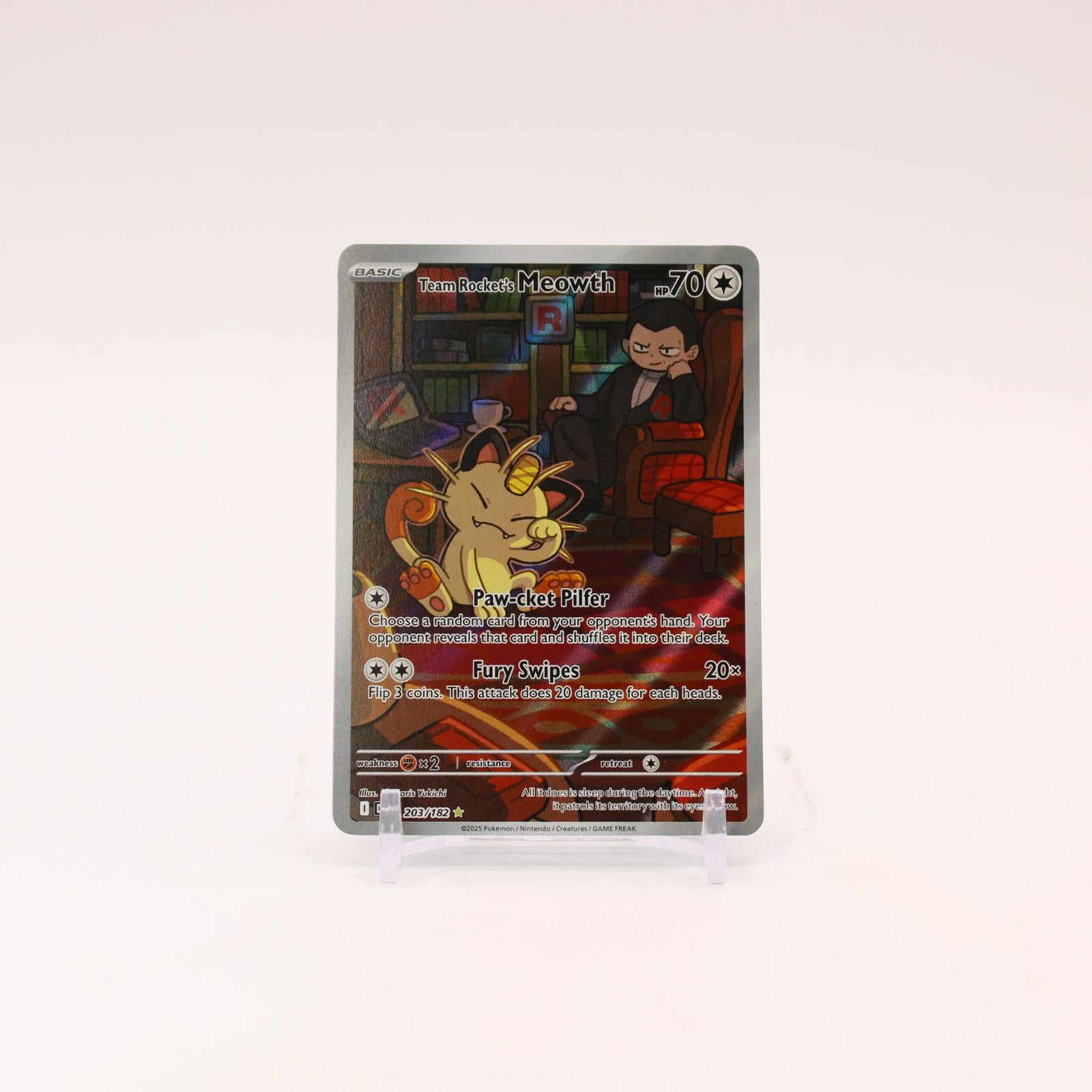 Team Rocket's Meowth - 203/182 Destined Rivals Illustration Rare Pokemon - NM