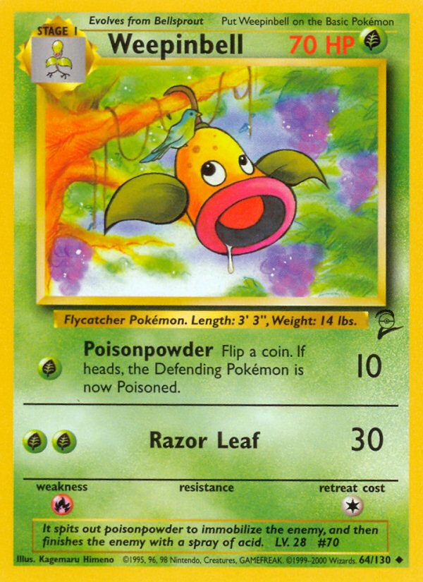 Weepinbell - 64/130 Base Set 2 Uncommon Pokemon - NM