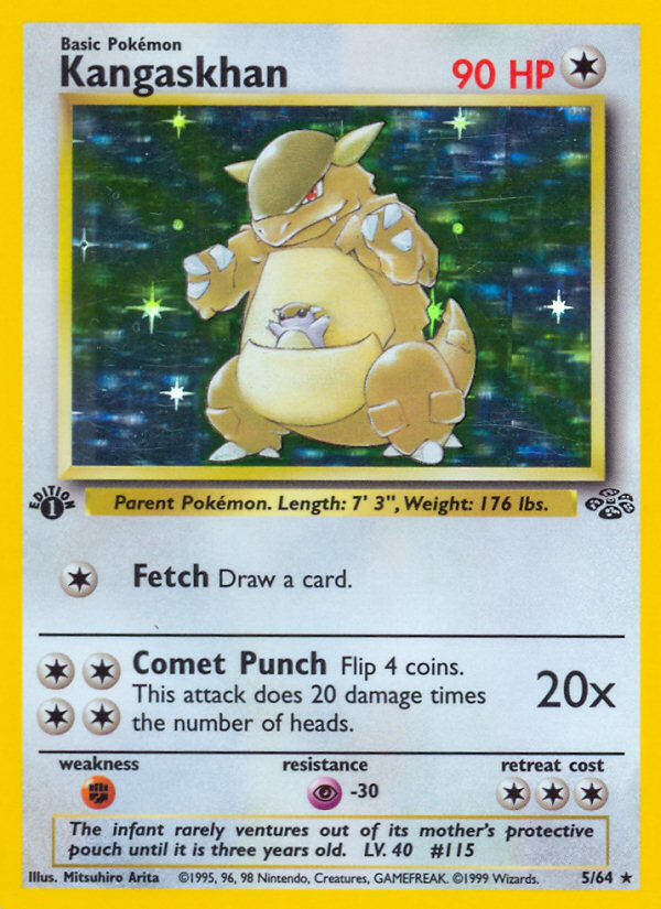 Kangaskhan - 5/64 Jungle Rare Unlimited Holo Pokemon - NM
