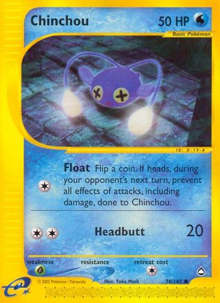 Chinchou - 70/147 Aquapolis Common Pokemon - NM