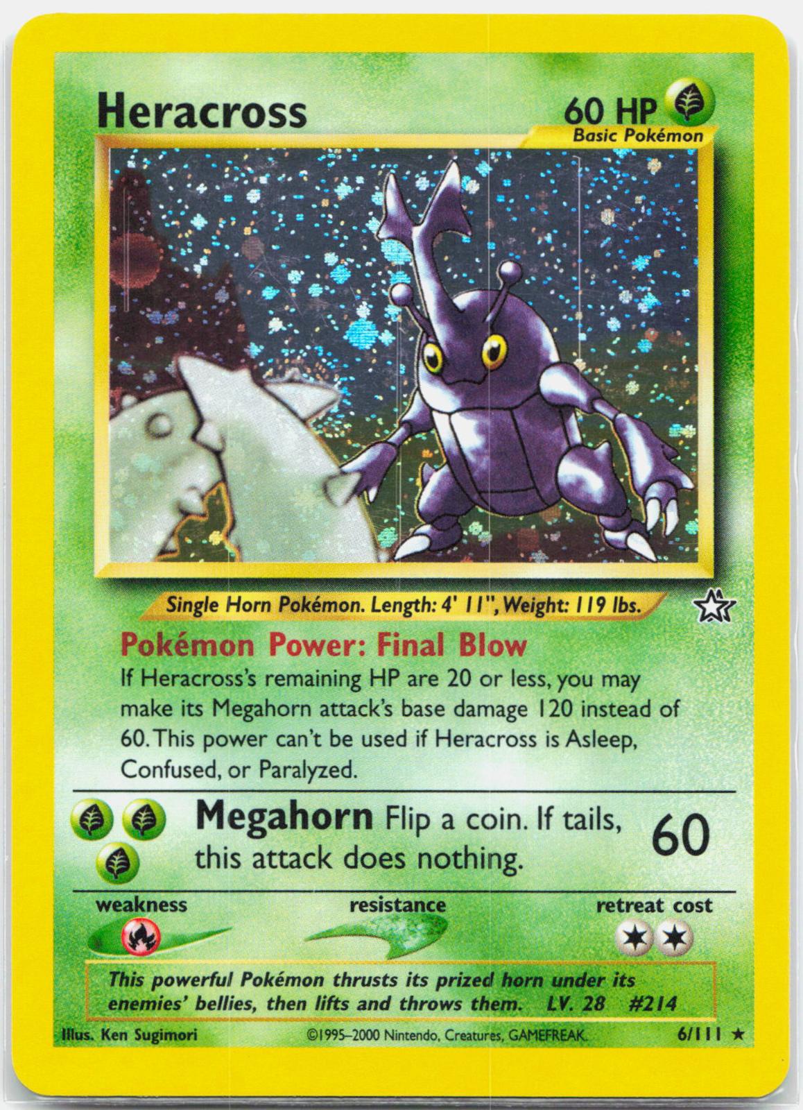 Heracross - 6/111 Neo Genesis Unlimited Holo Rare Pokemon - LP