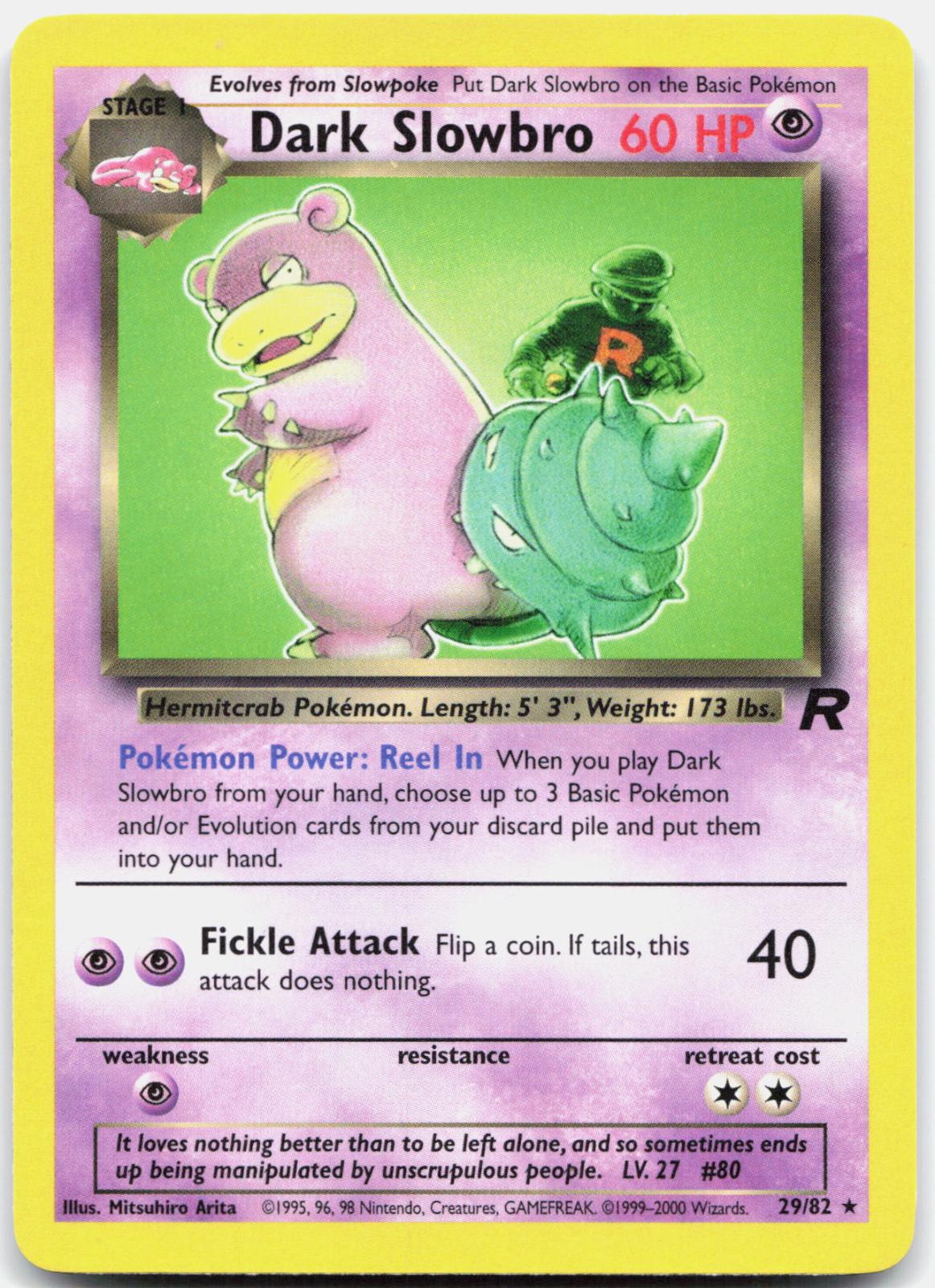 Dark Slowbro - 29/82 Team Rocket Rare Unlimited Pokemon - NM