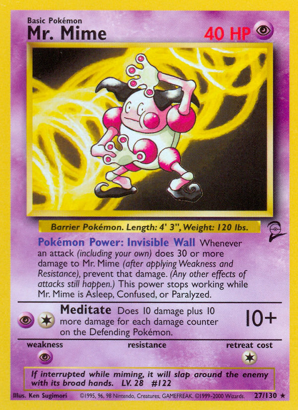 Mr. Mime - 27/130 Base Set 2 Rare Pokemon - NM