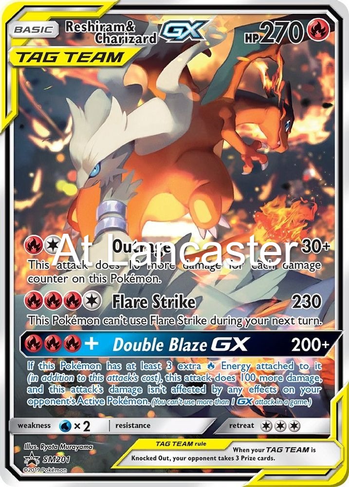 Reshiram & Charizard GX - - SM201 Sun & Moon Promo Holo Promo Pokemon - LP/MP (Lanc)