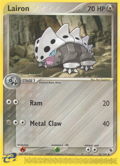 Lairon - 36/109 Ruby & Sapphire Uncommon Pokemon - NM