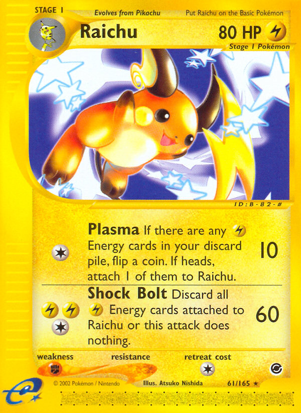 Raichu - 61/165 Expedition Base Set Rare Pokemon - NM