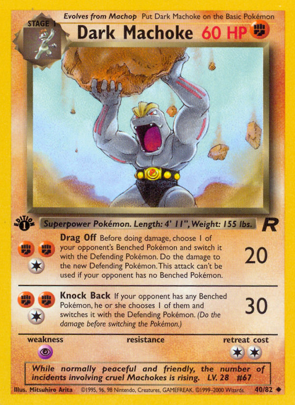 Dark Machoke - 40/82 Team Rocket Uncommon Unlimited Pokemon - NM