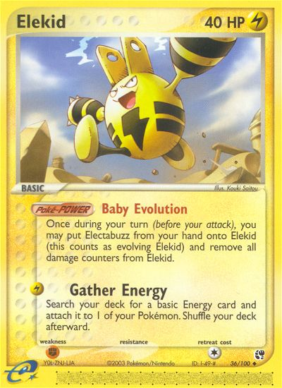 Elekid - 36/100 Sandstorm Uncommon Pokemon - NM