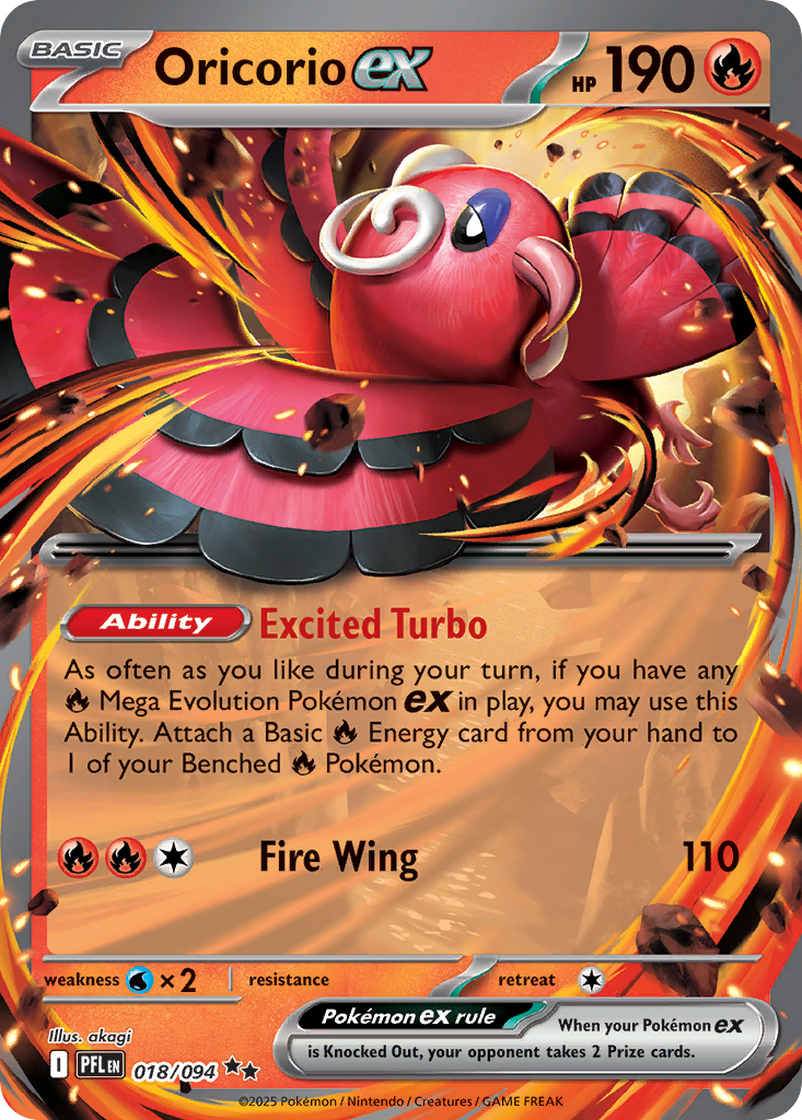 Oricorio ex - 018/094 Phantasmal Flames Double Rare Holo Pokemon - NM