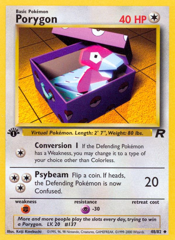 Porygon - 48/82 Team Rocket Uncommon 1st Edition Pokemon - NM