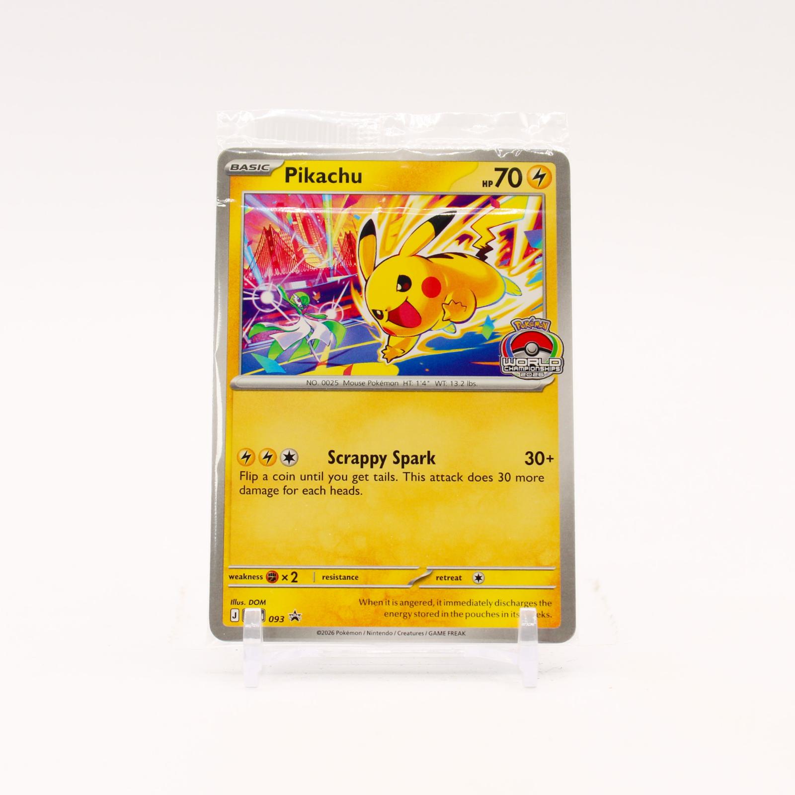 Pikachu - MEP093 SEALED Mega Evolution World Championships Promo Pokemon - NM/MINT