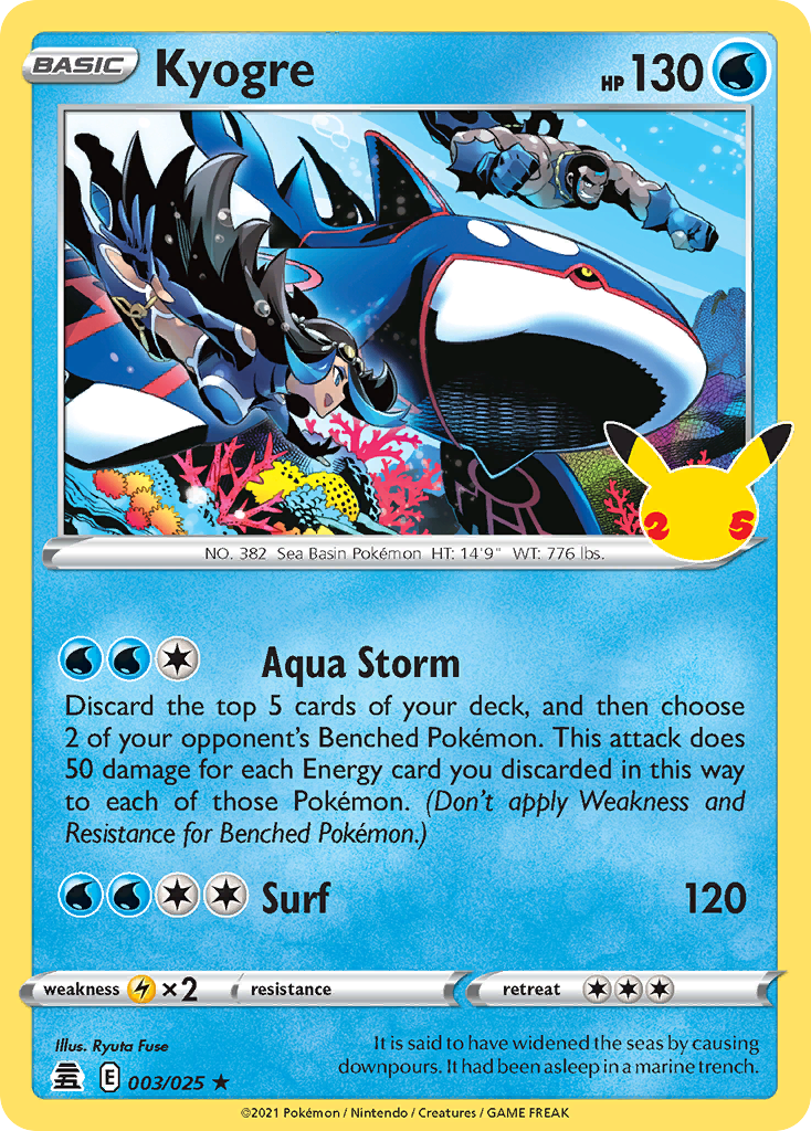 Kyogre - 003/025 Celebrations Holo Rare Pokemon - NM