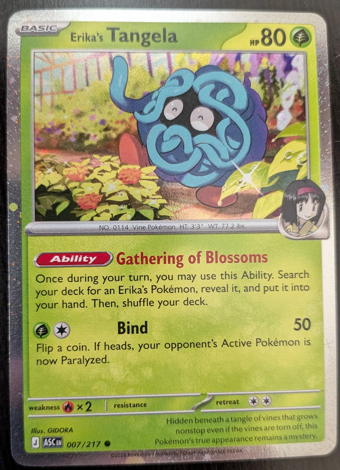 Erika's Tangela - 007/217 Ascended Heroes Cosmos Holo Promo Pokemon - NM/MINT