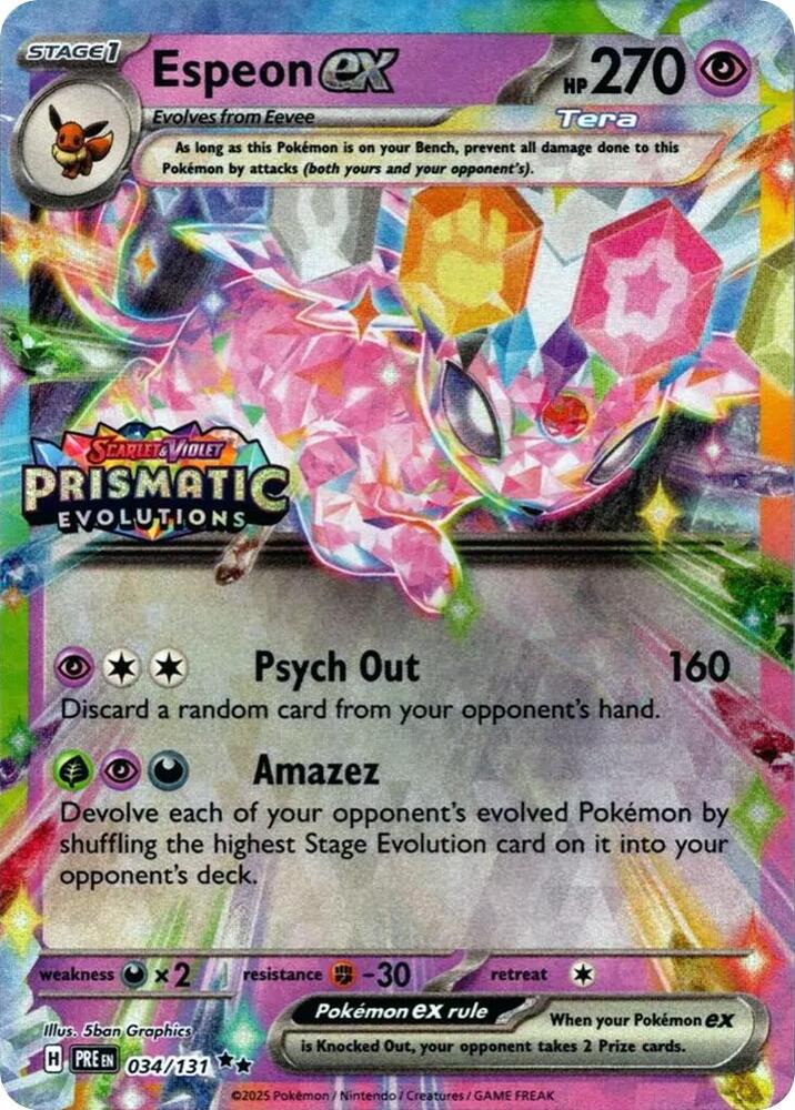 Espeon ex - 034/131 Prismatic Evolutions Surprise Box PROMO Pokemon - NM/MINT