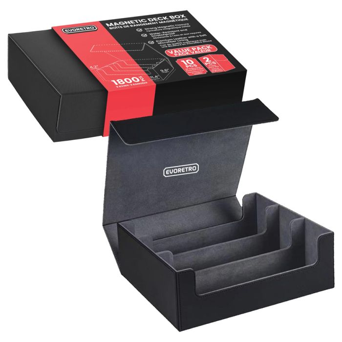Magnetic Card Deck Storage Box - EVORETRO 1800 Count - Black