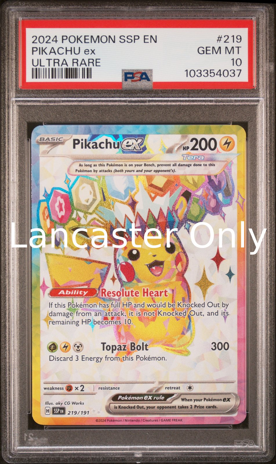 Pikachu EX - 219/191 PSA 10 Ssp En Surging Sparks Ultra Rare Pokemon - (Lanc)
