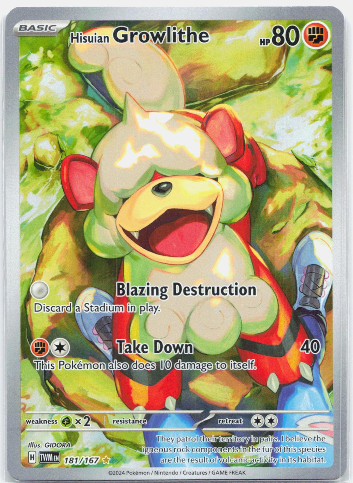 Hisuian Growlithe - 181/167 Twilight Masquerade Illustration Rare Pokemon - NM